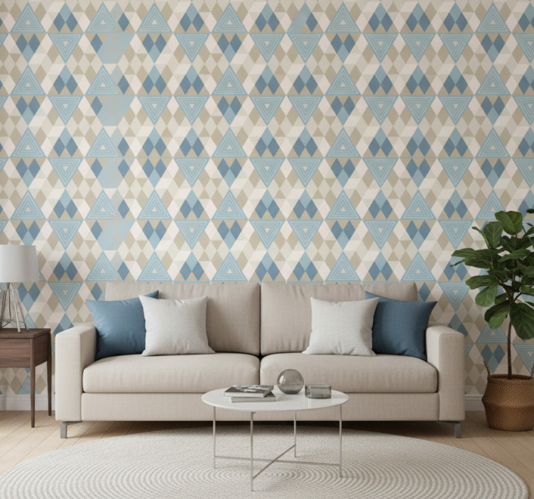 Contemporary wallpaper geometric triangles design - TenStickers