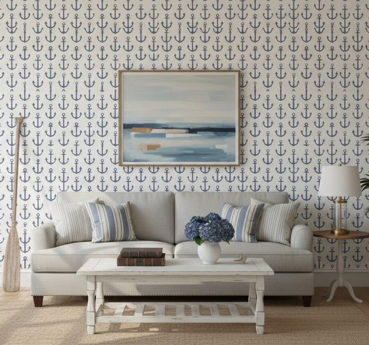 Contemporary wallpaper hampton style anchor set - TenStickers