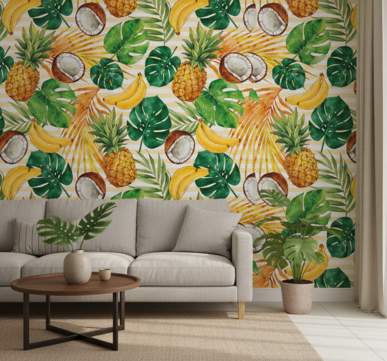 Contemporary wallpaper hand-painted tropical design - TenStickers