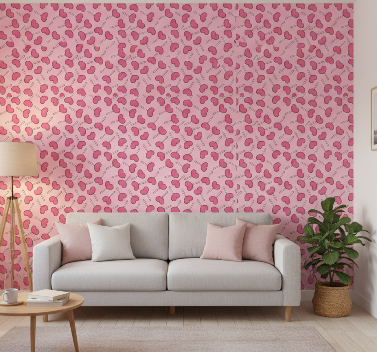 Contemporary wallpaper hearth-shaped lollipops - TenStickers