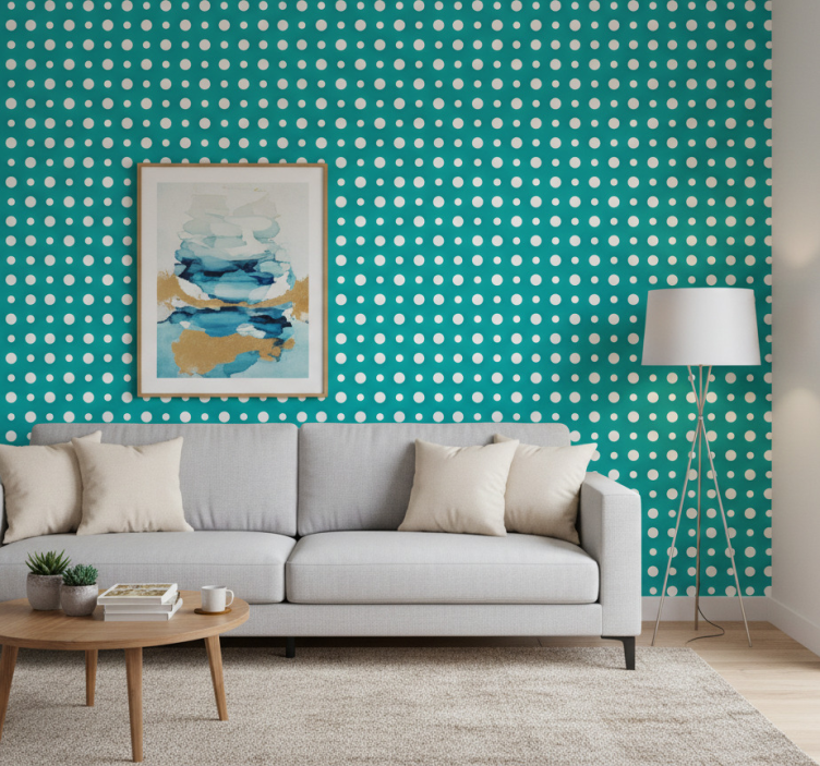 Contemporary wallpaper in blue polka dot motif - TenStickers