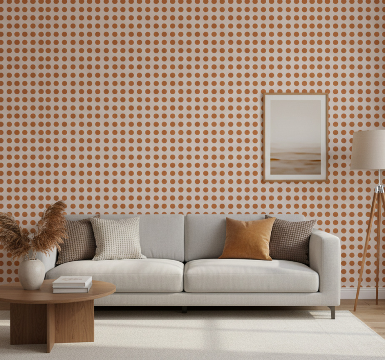 Contemporary wallpaper in brown polka dots - TenStickers