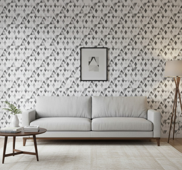Contemporary wallpaper in grey triangle pattern - TenStickers