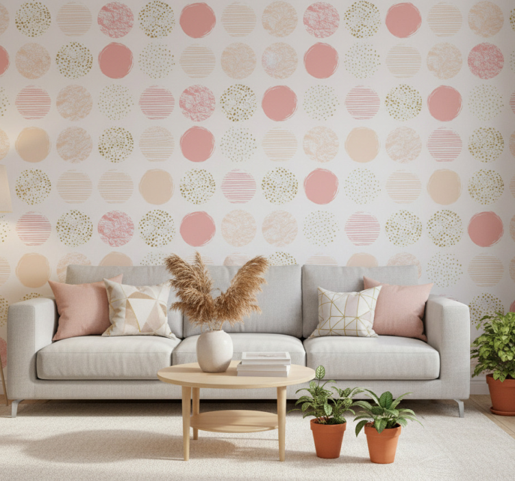 Contemporary wallpaper in pastel dot variety - TenStickers