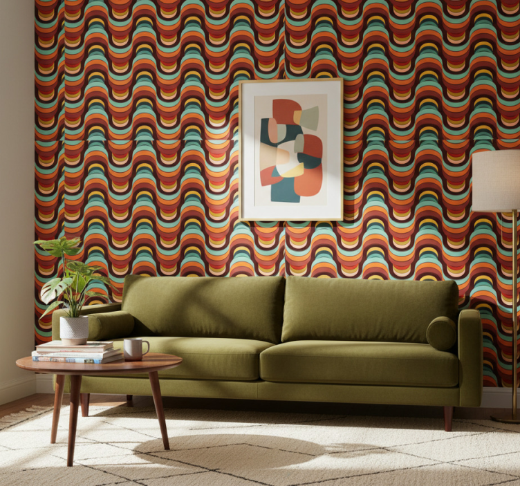Contemporary wallpaper in vibrant retro design - TenStickers
