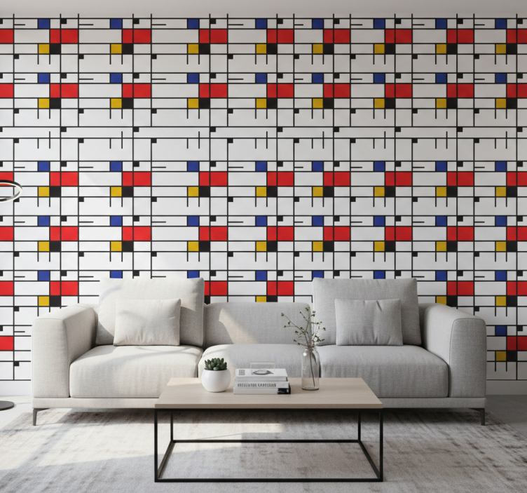 Contemporary wallpaper inspired by mondrian geometric art - TenStickers