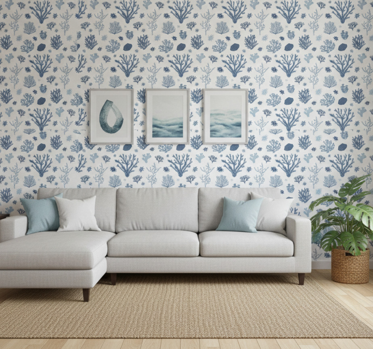 Contemporary wallpaper modern corals hampton style - TenStickers