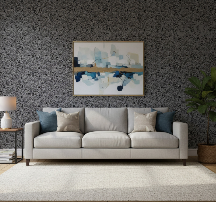 Contemporary wallpaper ornate swirl designs - TenStickers