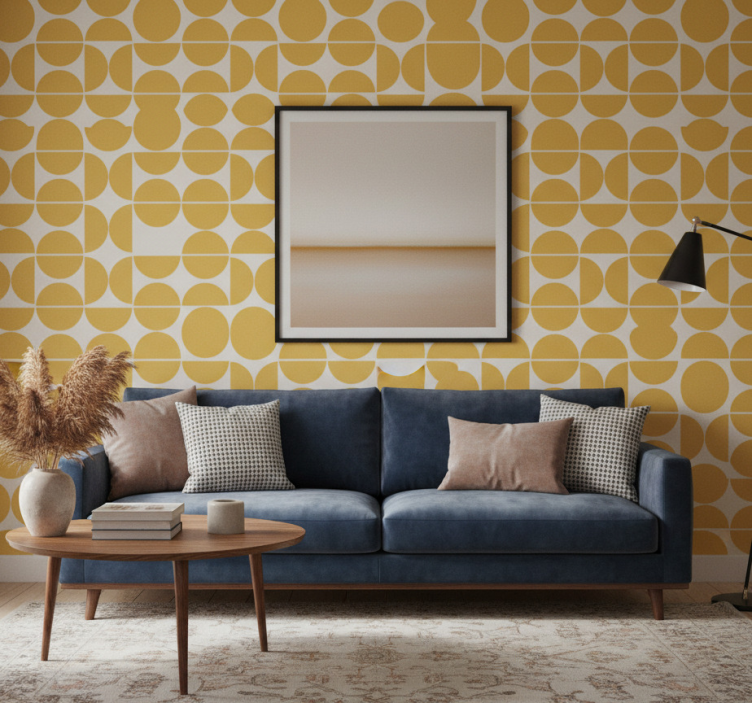 Contemporary wallpaper overlapping yellow circles - TenStickers