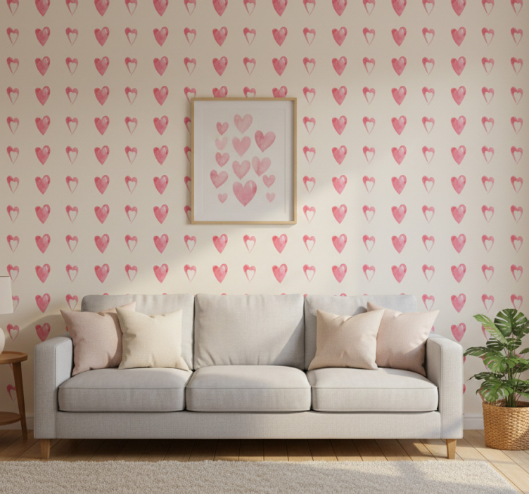 Contemporary wallpaper pattern-decor wasted hearts - TenStickers