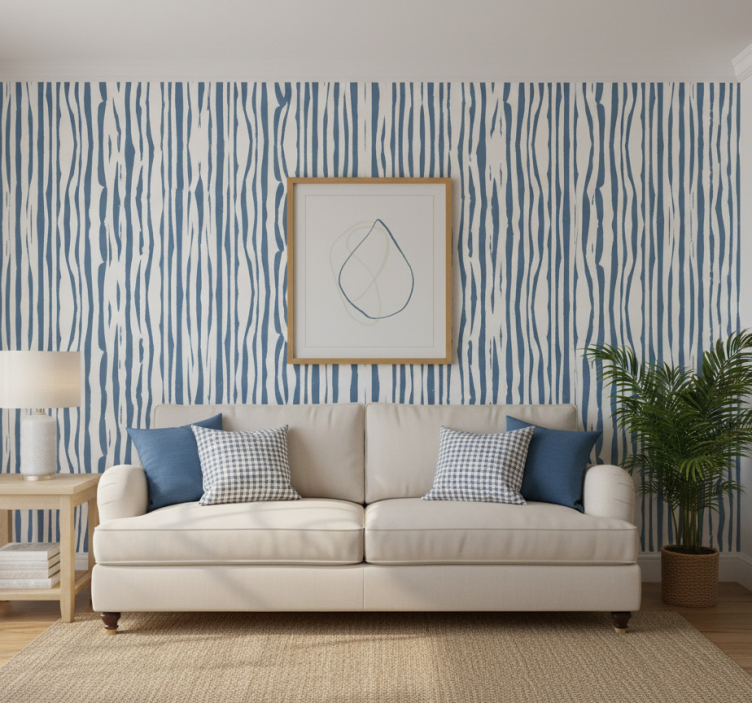 Contemporary wallpaper striped blue hampton style - TenStickers