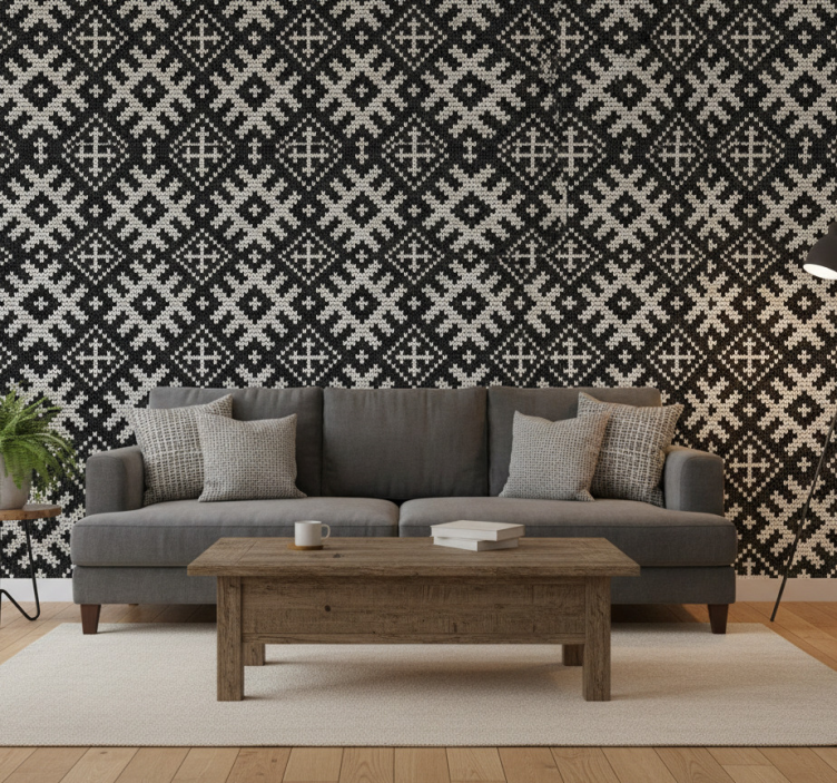 Contemporary wallpaper viking linked squares design - TenStickers