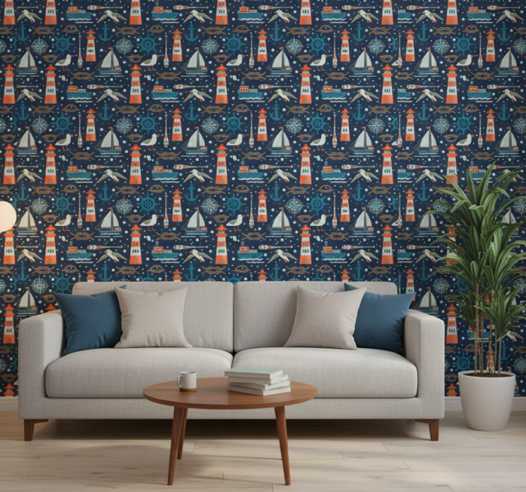 Contemporary wallpaper with a lovely sea pattern - TenStickers