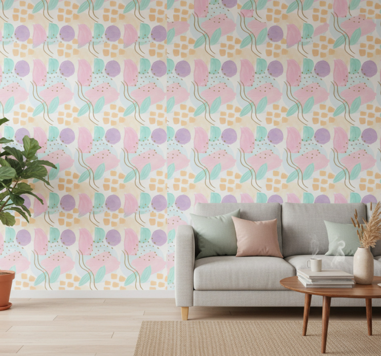 Contemporary wallpaper with abstract floral designs - TenStickers