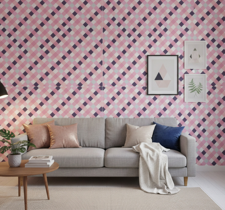 Contemporary wallpaper with diamond pattern harmony - TenStickers
