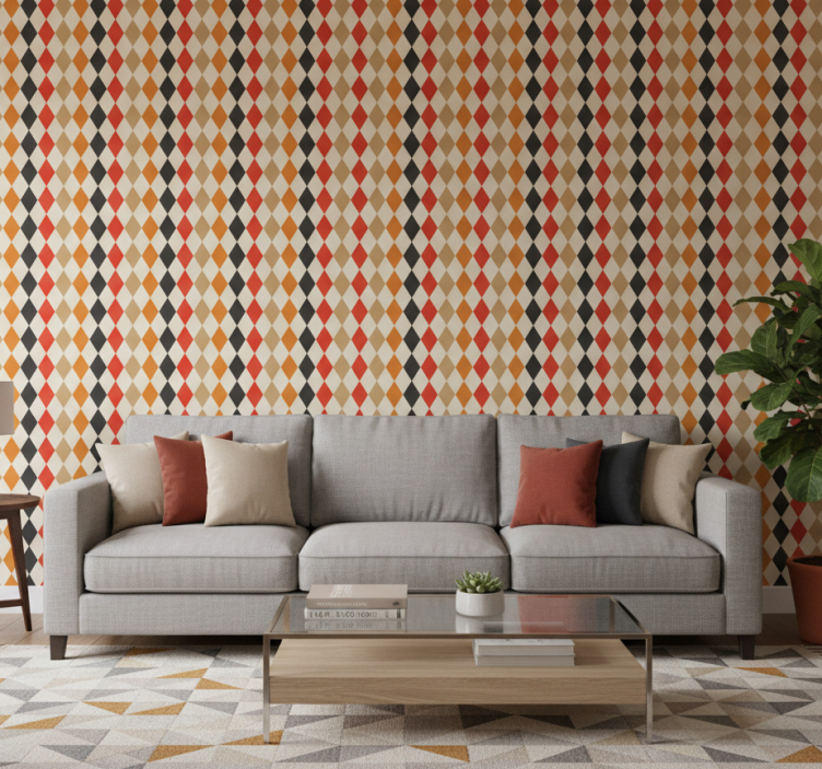 Contemporary wallpaper with diamond shape design - TenStickers