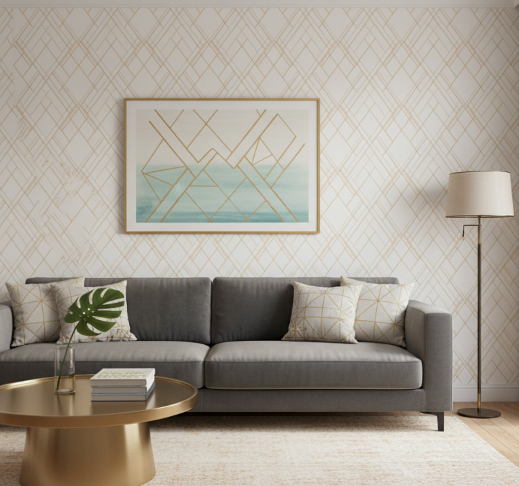 Contemporary wallpaper with golden irregular lines - TenStickers