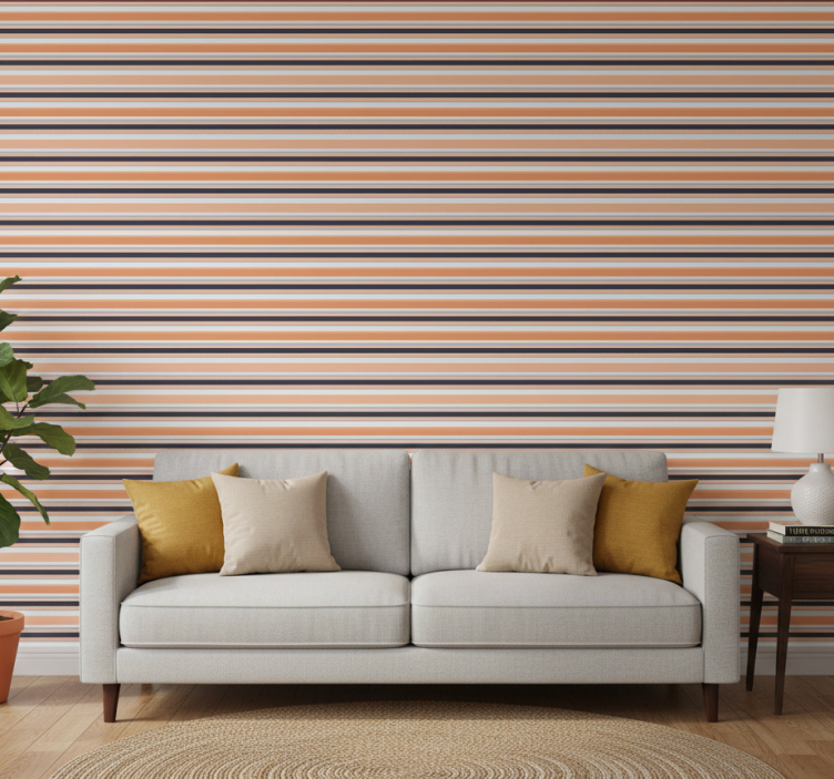 Contemporary wallpaper with horizontal retro stripes - TenStickers
