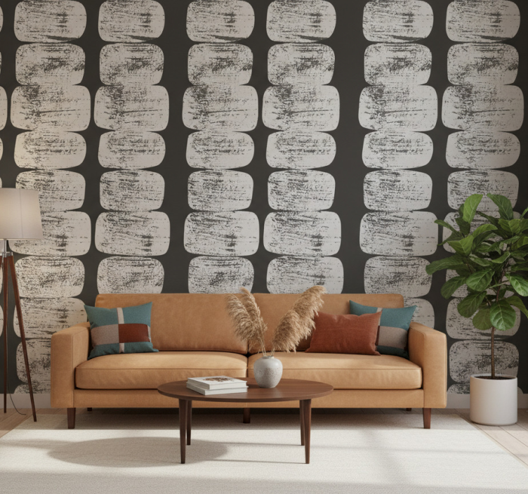 Contemporary wallpaper with mid-century geometric shapes - TenStickers