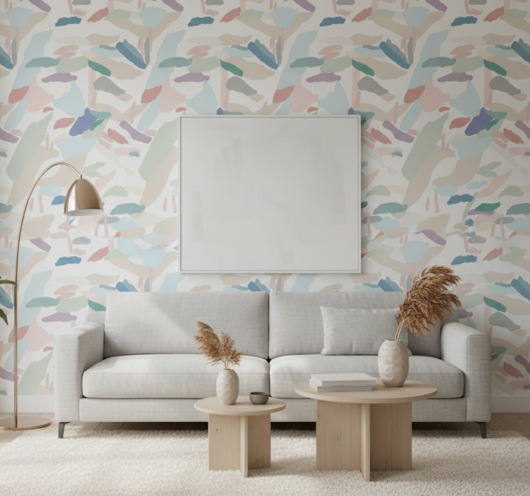 Contemporary wallpaper with soft abstract shapes - TenStickers