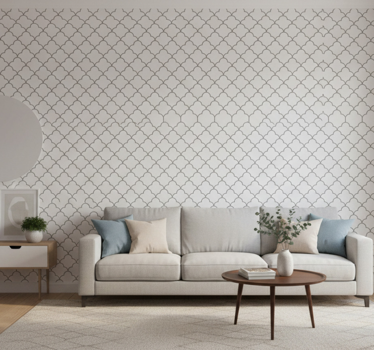 Contemporary wallpaper with stylized curved design - TenStickers
