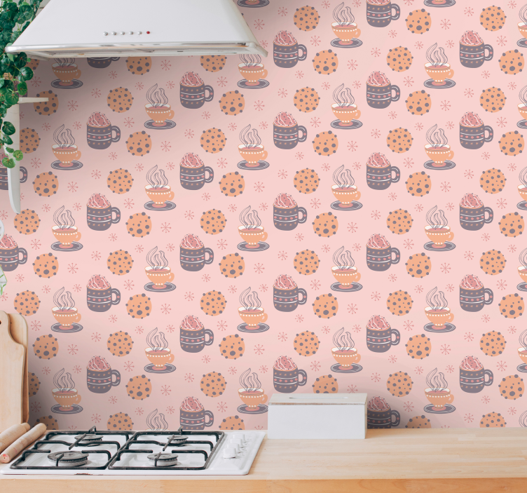 Cozy Beverage Motif kitchen wallpaper - TenStickers