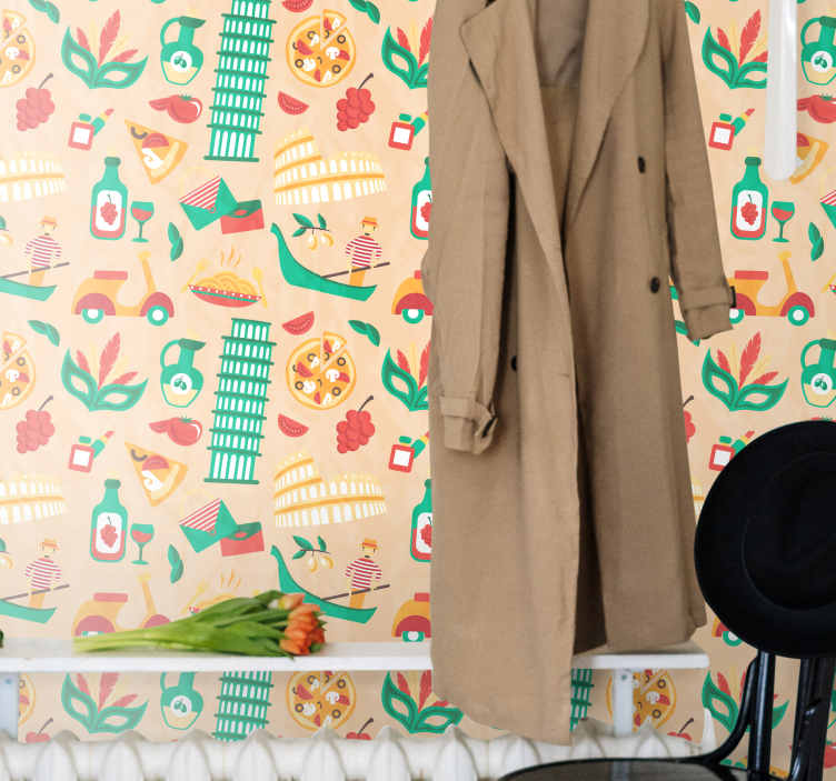 Cultural Cuisine Motifs art wallpaper - TenStickers