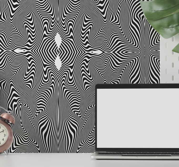 Curved motif wallpaper zebras - TenStickers