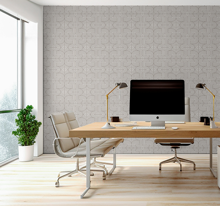 curved line pattern Office Wallpaper - TenStickers