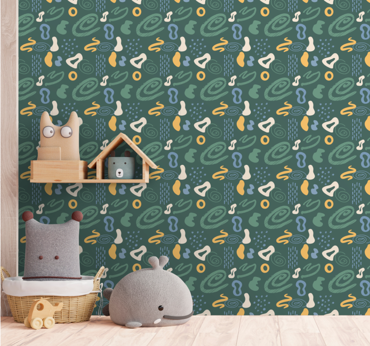 Curved Shapes Pattern geometric wallpaper - TenStickers
