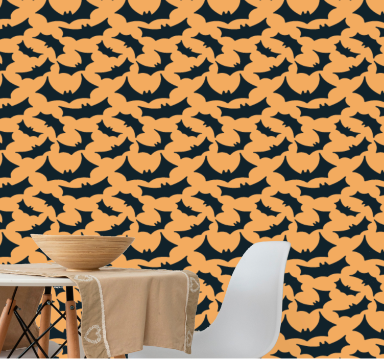Cute halloween wallpaper halloween bats design - TenStickers