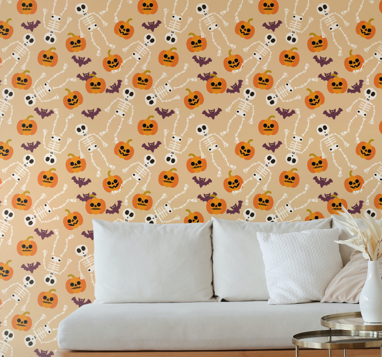 Cute halloween wallpaper with spooky halloween design - TenStickers