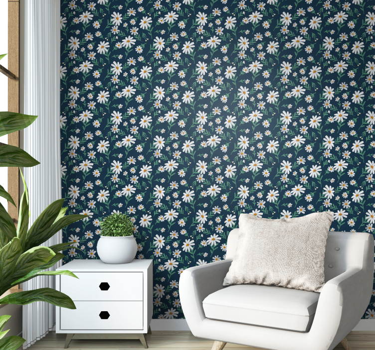 Daisy Floral Motif flowers wallpaper - TenStickers