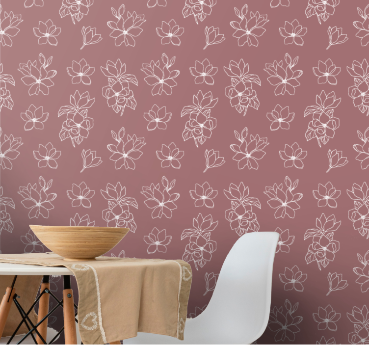 Delicate maroon colour flowers wallpaper - TenStickers
