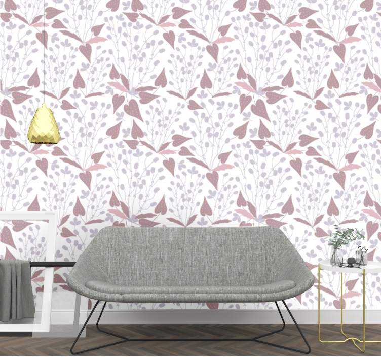 Delicate heart motif leaves wallpaper - TenStickers