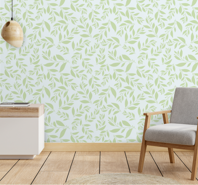 Delicate Leaf Imprint leaves wallpaper - TenStickers