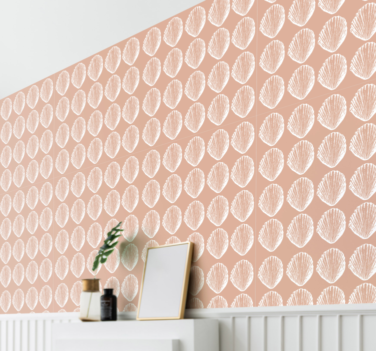 Shell pattern beige wallpaper - TenStickers