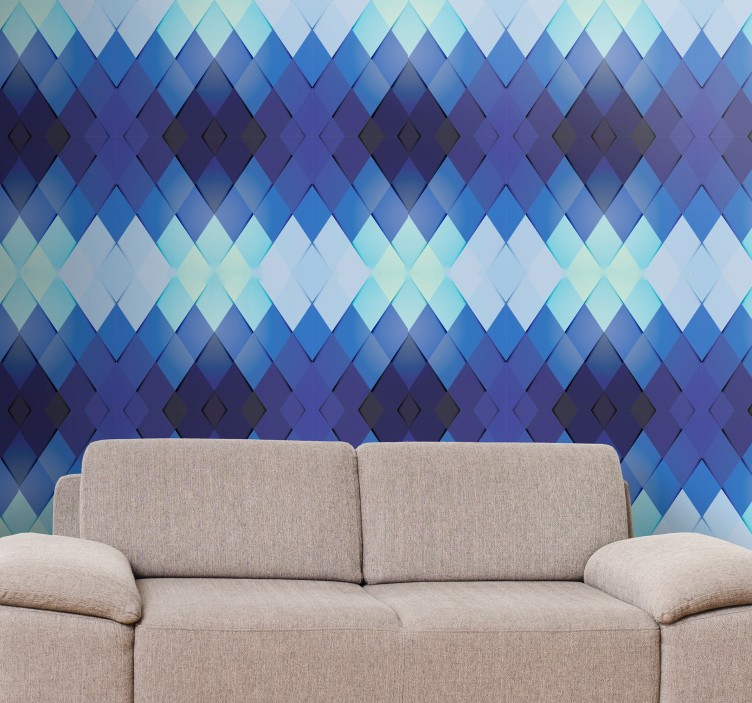 Blue vertical pattern triangles wallpaper - TenStickers