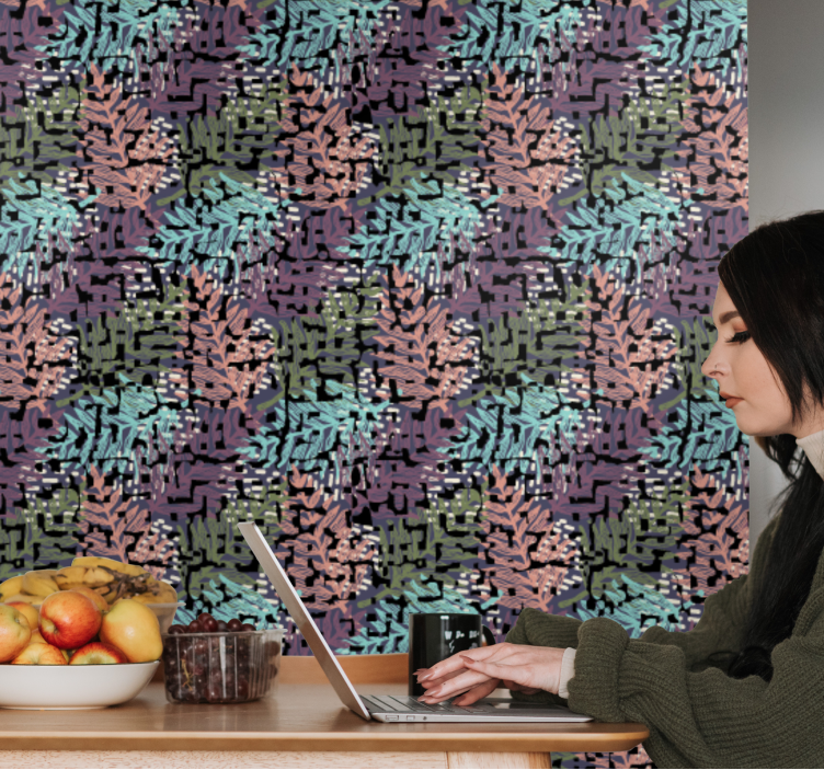 Digital Foliage Pattern leaves wallpaper - TenStickers