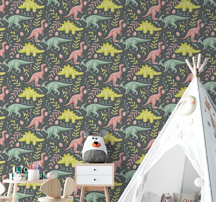 Dinosaur Cartoon Play dinosaurs wallpaper - TenStickers