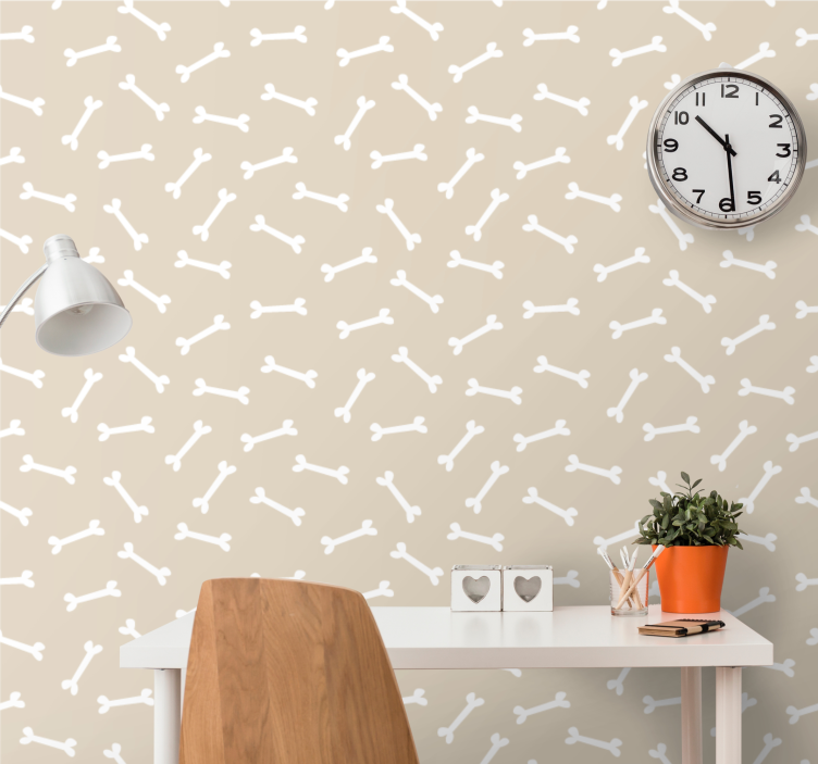 Dog bones on beige background teenage wallpaper for bedroom - TenStickers