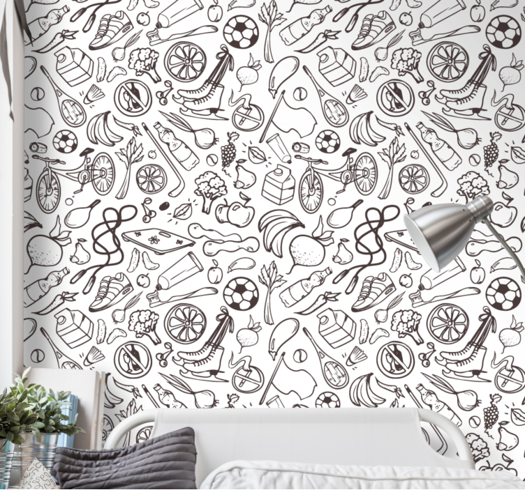 Eclectic Doodle Array art wallpaper - TenStickers