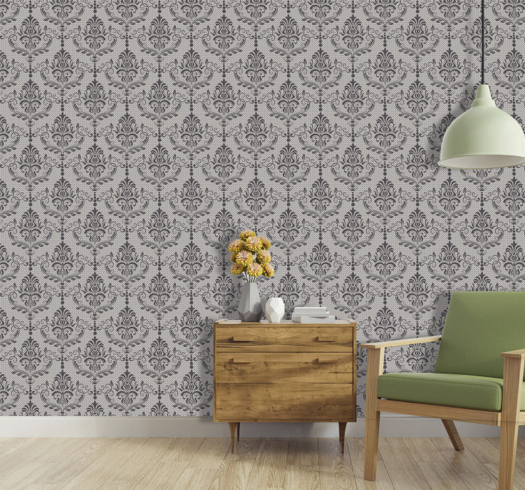 Elegant Baroque Pattern grey wallpaper - TenStickers