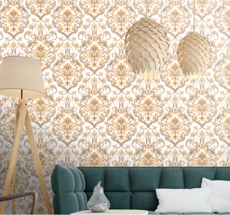 Elegant baroque touches living area wallpaper - TenStickers