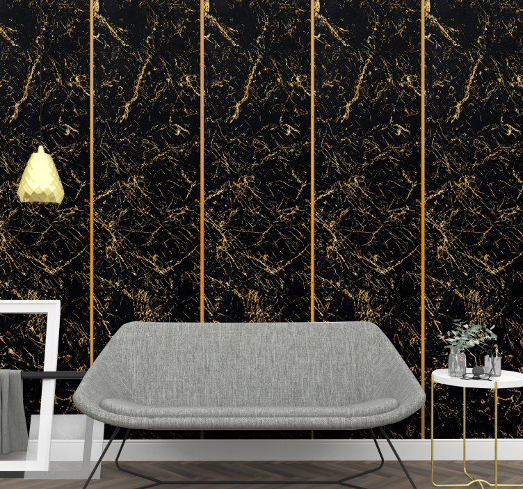 Elegant black texture marble effect wallpaper - TenStickers