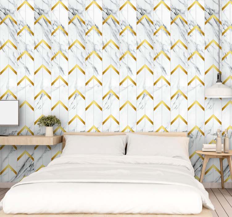 Elegant Chevron Pattern marble effect wallpaper - TenStickers