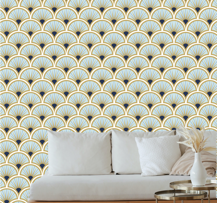 Elegant fan patterns contemporary wallpaper - TenStickers