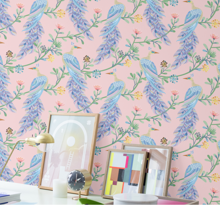 Elegant Feathered Creatures birds in wallpaper - TenStickers