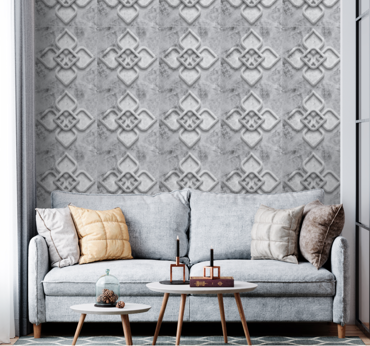 Elegant geometric motif stone effect wallpaper - TenStickers