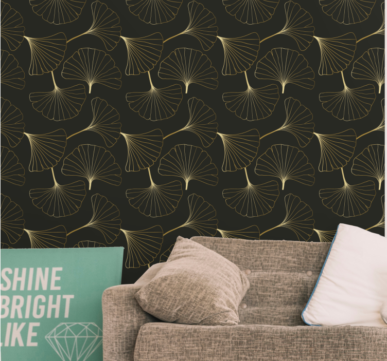 Elegant Ginko pattern leaves wallpaper - TenStickers